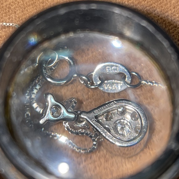 Solid Stamped 14K White Gold Designer Endless Diamond Pendant Necklace - Picture 10 of 16